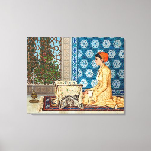 Young Woman Reading  Osman Hamdi Bey  Canvas Print