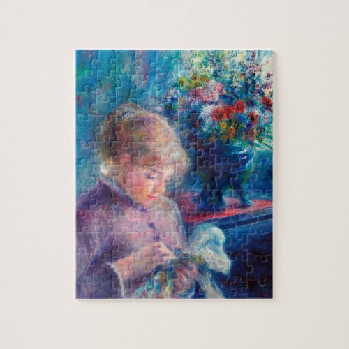 Young Woman Sewing 1879 by Pierre_Auguste Renoir Jigsaw Puzzle