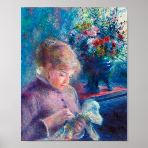 Young Woman Sewing by Pierre_Auguste Renoir Poster