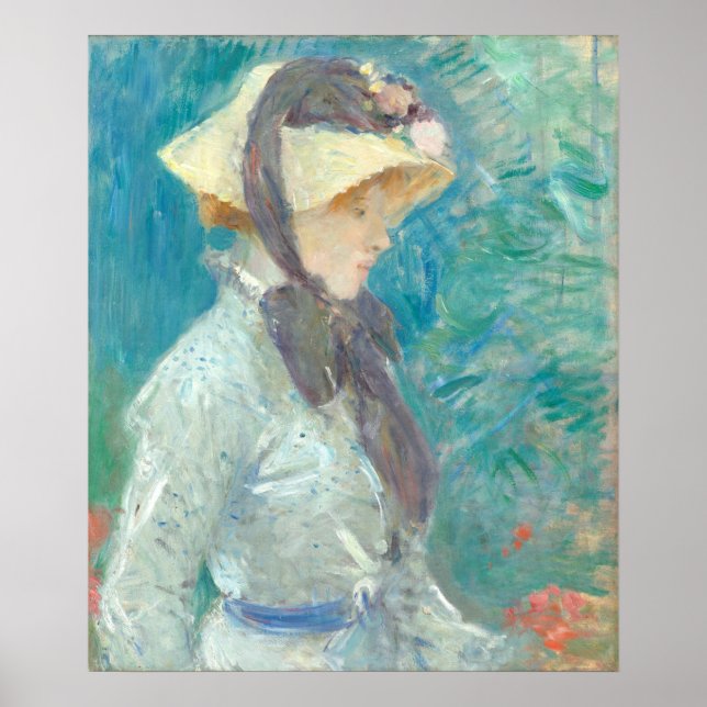 Young Woman w/ Straw Hat - Berthe Morisot Fine Art Poster (Front)