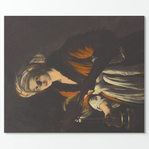 YOUNG WOMAN WITH A CANDLE 17TH CENTURY PAINTING WRAPPING PAPER