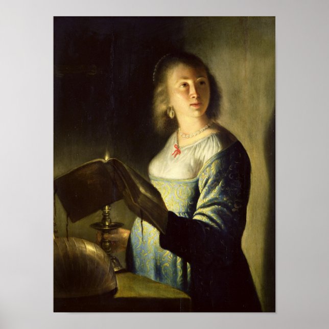 Young Woman with a Candle Poster (Front)