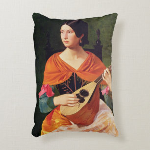Young Woman with a Mandolin, 1845-47 Accent Pillow