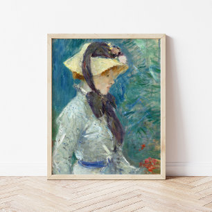 Young Woman with a Straw Hat Berthe Morisot Poster