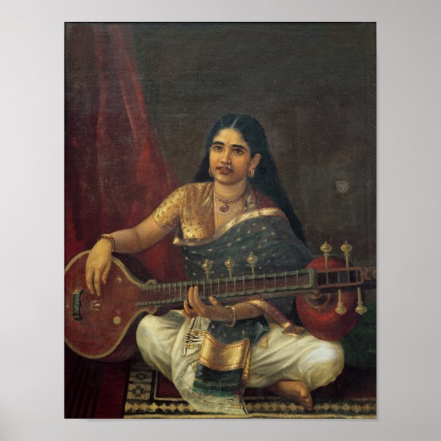 Young Woman with a Veena Poster (Front)