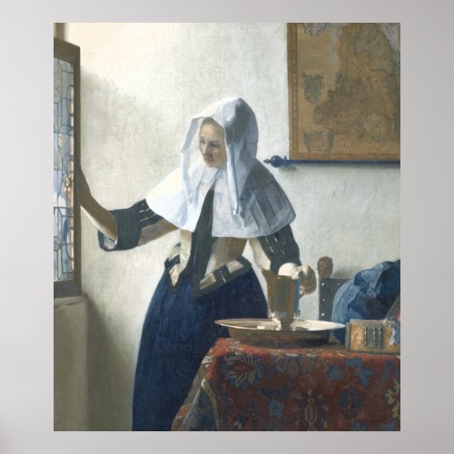 Young Woman with a Water Pitcher by Vermeer Poster