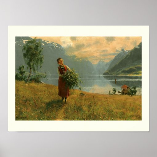 Young Woman with Birch Branches Poster | Zazzle