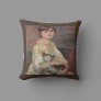 Young Woman with Cat Renoir Vintage Art Pillow