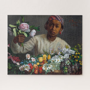 Young Woman with Peonies by Frederic Bazille Jigsaw Puzzle