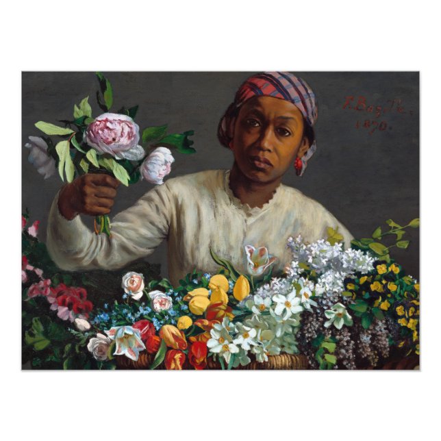 Young Woman with Peonies by Frederic Bazille Photo Print (Front)