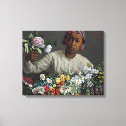 Young Woman with Peonies | Frédéric Bazille Canvas Print