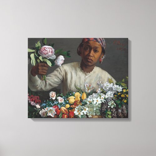 Young Woman with Peonies  Frédéric Bazille Canvas Print