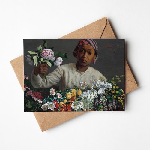 Young Woman with Peonies  Frédéric Bazille Card
