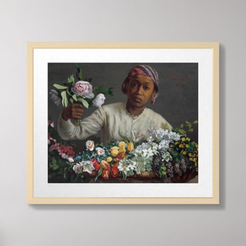 Young Woman with Peonies  FreÌdeÌric Bazille Framed Art