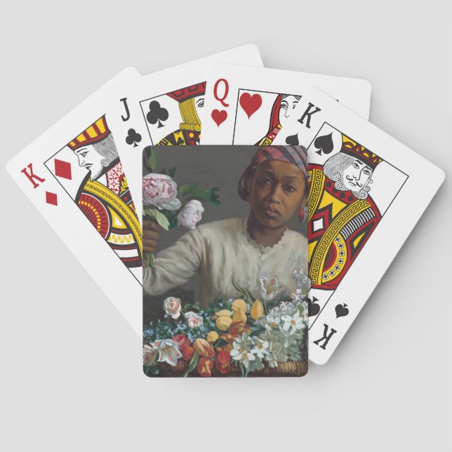 Young Woman with Peonies | Frédéric Bazille Poker Cards (Back)