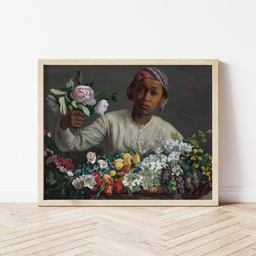 Young Woman with Peonies  FreÌdeÌric Bazille Poster