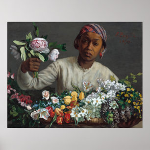 Young Woman with Peonies Frédéric Bazille Fine Art Poster