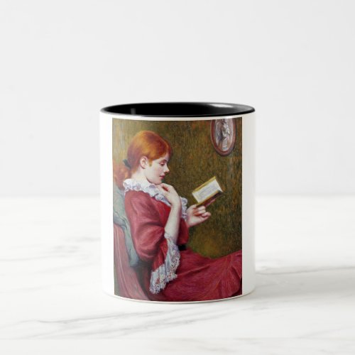 Young Woman With Red Hair Reading a Good Book Two_Tone Coffee Mug