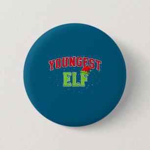 Youngest Elf Christmas Family Matching Group Xmas  Button