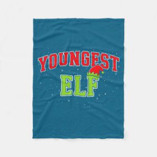 Youngest Elf Christmas Family Matching Group Xmas  Fleece Blanket