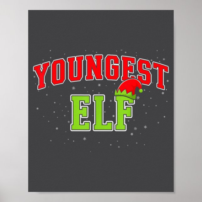 Youngest Elf Christmas Family Matching Group Xmas  Poster (Front)