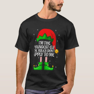 Youngest Elf Christmas Matching Family Elf Squad X T-Shirt