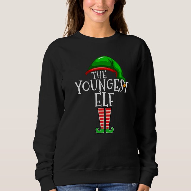 Youngest Elf  Family Matching Group Christmas Sweatshirt (Front)