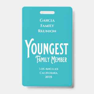 Youngest Family Member Family Reunion Badge
