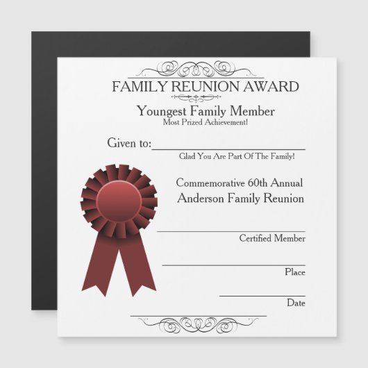 Youngest Member Elegant Family Reunion Awards (Front/Back)