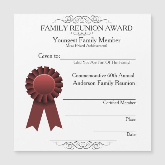 Youngest Member Elegant Family Reunion Awards (Front)