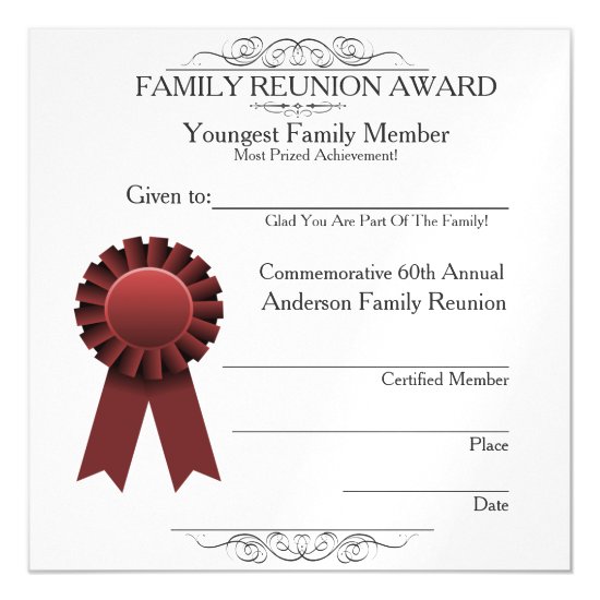 Youngest Member Elegant Family Reunion Awards Magnetic Card
