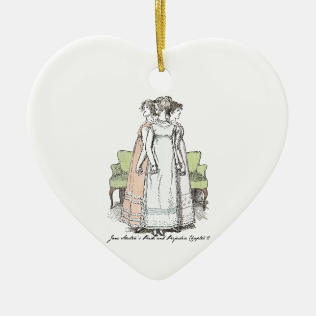 Youngest & Tallest, Jane Austen Pride and Prejudic Ceramic Ornament (Front)