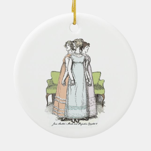 Youngest & Tallest - Jane Austen Pride & Prejudice Ceramic Ornament (Back)