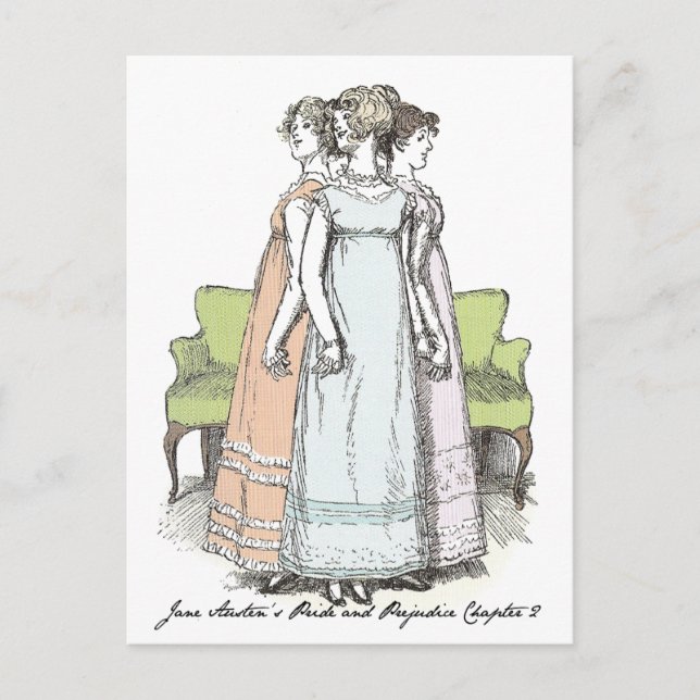 Youngest & Tallest, Jane Austen Pride & Prejudice Postcard (Front)