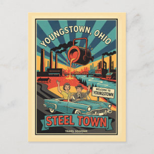 Youngstown OH – Steel Town Retro 1950s Postcard