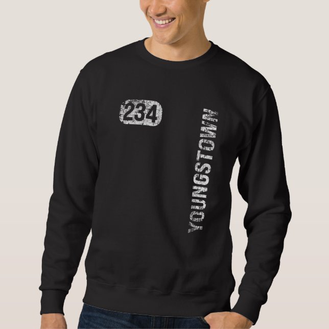 Youngstown Ohio 234 Area Code Vintage Retro Sweatshirt (Front)