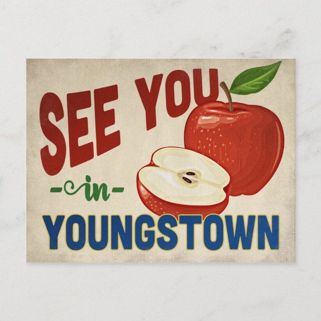 Youngstown Ohio Apple - Vintage Travel Postcard (Front)