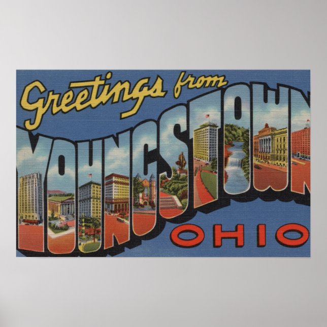 Youngstown, Ohio - Large Letter Scenes Poster (Front)
