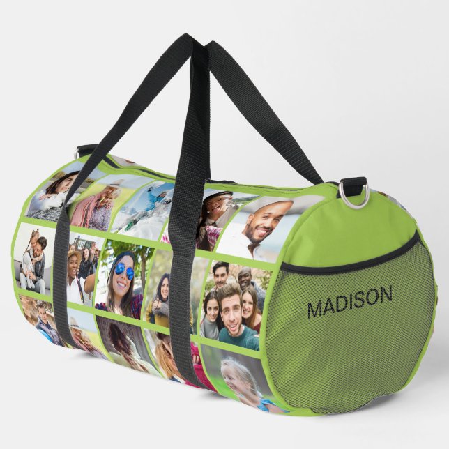 YOUR 15 Photos & Name Custom Duffle Bag (Right Corner)