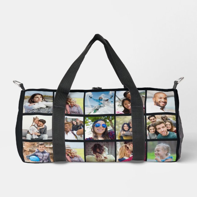 YOUR 15 Photos & Name Custom Duffle Bag (Front)