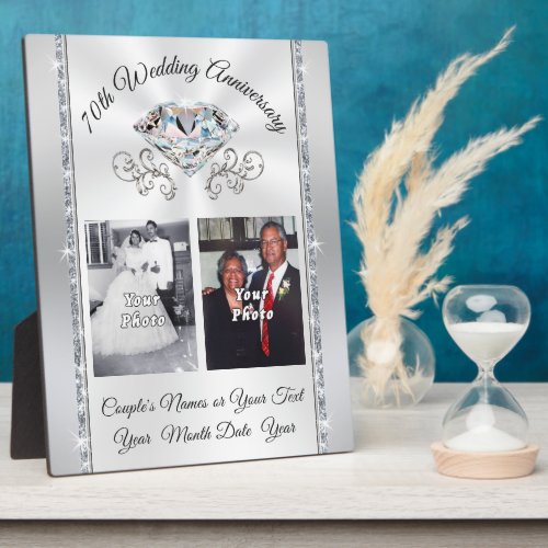 Your 1 2 Photo 70th Anniversary Gifts for Parents Plaque