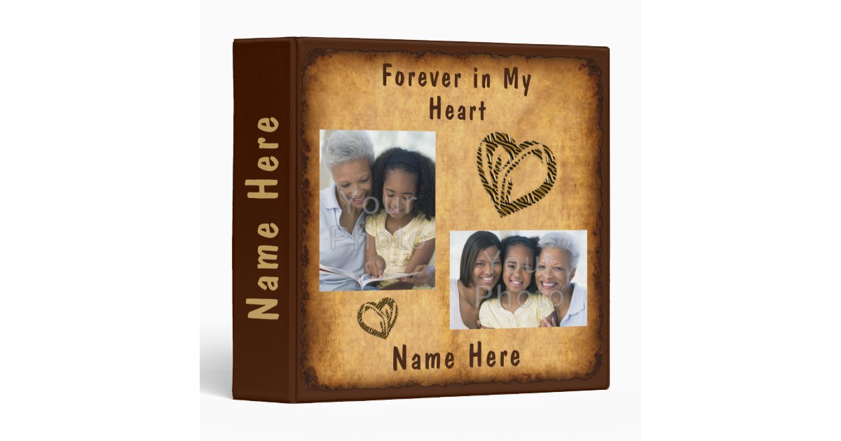 Your 1, 2 Photo Personalized Memorial Photo Album 3 Ring Binder | Zazzle