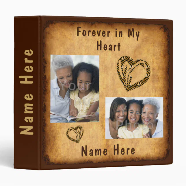 Your 1, 2 Photo Personalized Memorial Photo Album 3 Ring Binder | Zazzle