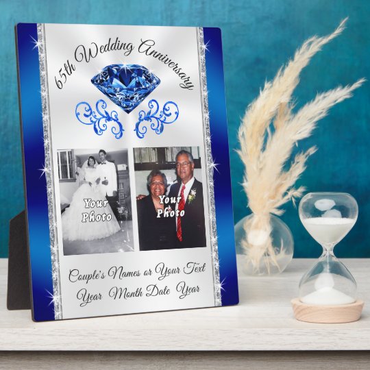 Your 1, 2 PHOTOS 65th Wedding Anniversary Presents Plaque | Zazzle.com