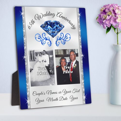 Your 1 2 PHOTOS 65th Wedding Anniversary Presents Plaque