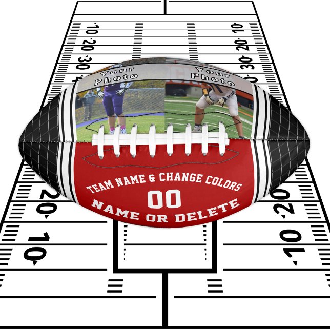 Your 1 or 2 Photo Personalized Football Balls, Red (Creator Uploaded)