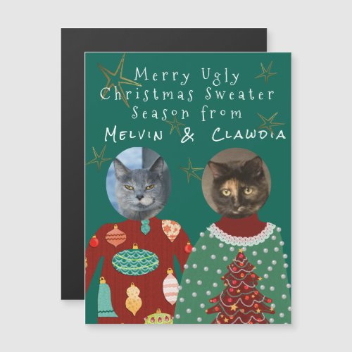 Your 2 Cats Wear Ugly Sweaters magnetic card