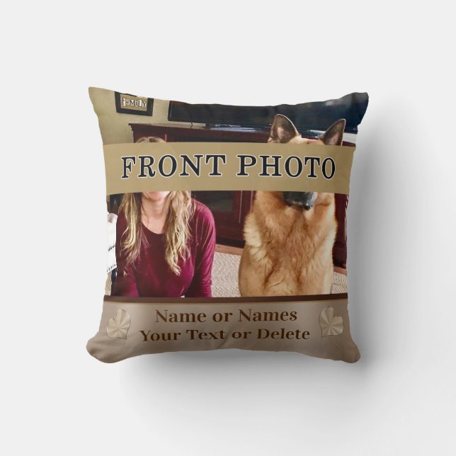 Your 2 Photos and Text Personalized Photo Pillows (Front)
