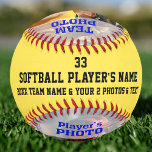 Your 2 Photos And Text Personalized Softball Ball at Zazzle