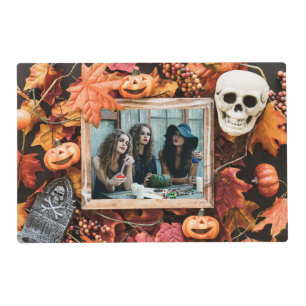 YOUR 2 PHOTOS in a Halloween Frame placemat